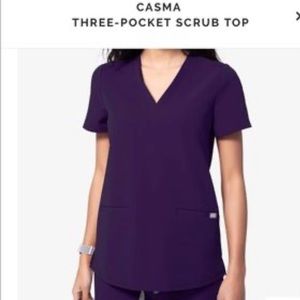 FIGS Limited Edition Dark Purple Casma Three Pocket Scrub Top. - MEDIUM